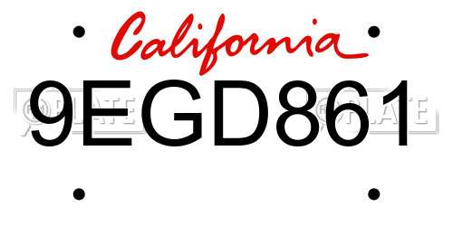 9EGD861 California License Plate