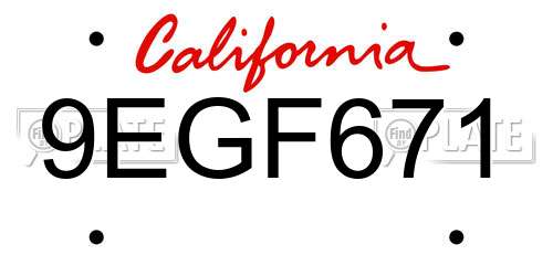 9EGF671 California License Plate