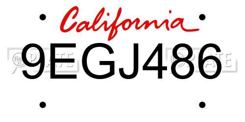 9EGJ486 California License Plate