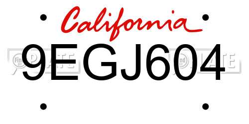 9EGJ604 California License Plate
