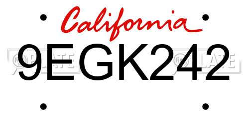 9EGK242 California License Plate