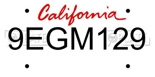 9EGM129 California License Plate