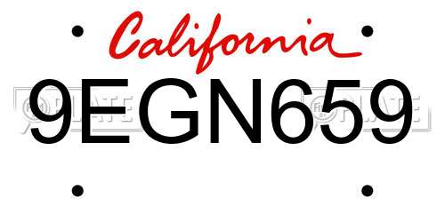 9EGN659 California License Plate