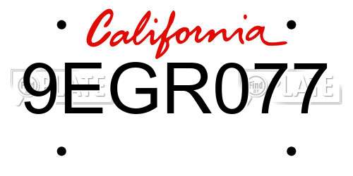 9EGR077 California License Plate