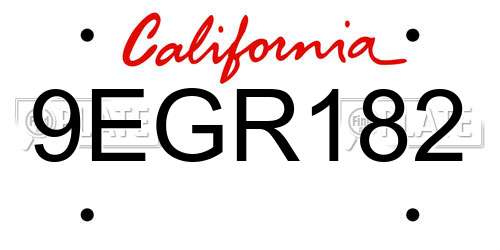 9EGR182 California License Plate