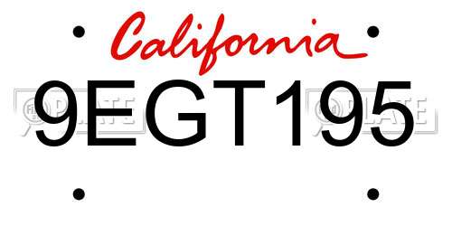 9EGT195 California License Plate