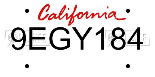 9EGY184 California License Plate