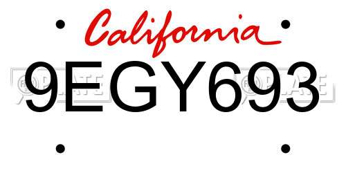 9EGY693 California License Plate
