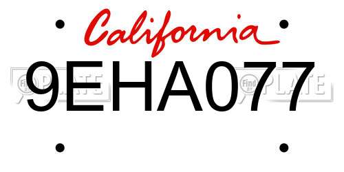 9EHA077 California License Plate