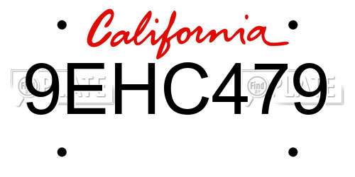 9EHC479 California License Plate