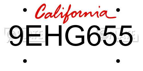 9EHG655 California License Plate