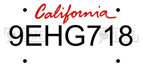 9EHG718 California License Plate