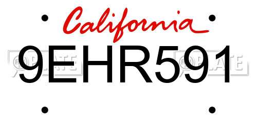 9EHR591 California License Plate