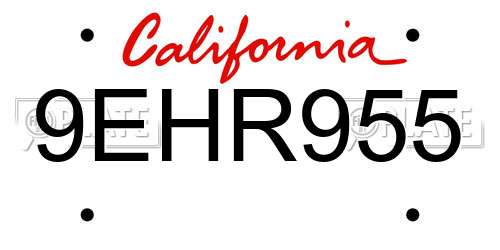 9EHR955 California License Plate