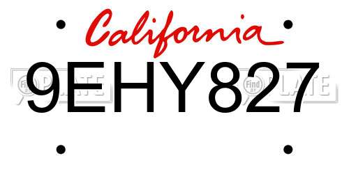 9EHY827 California License Plate