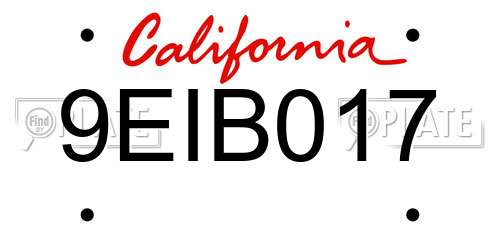 9EIB017 California License Plate