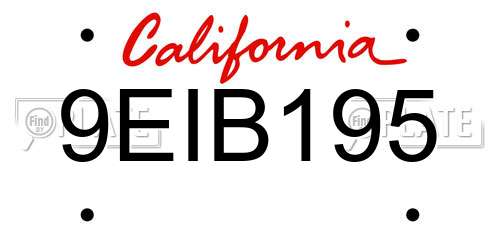 9EIB195 California License Plate