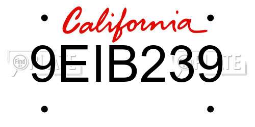 9EIB239 California License Plate