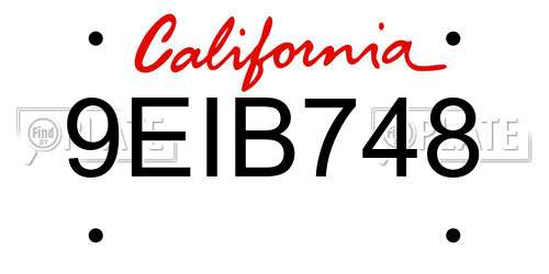 9EIB748 California License Plate