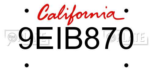9EIB870 California License Plate
