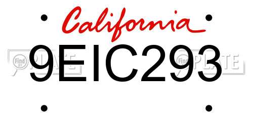 9EIC293 California License Plate