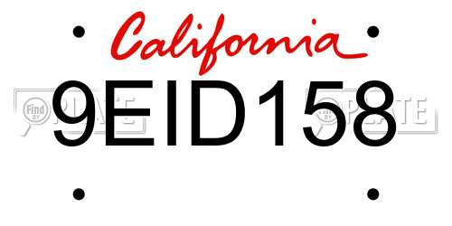 9EID158 California License Plate