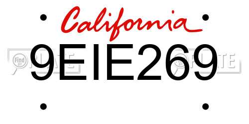 9EIE269 California License Plate