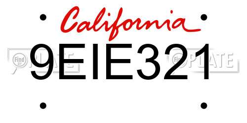 9EIE321 California License Plate