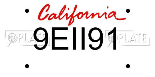 9EII91 California License Plate