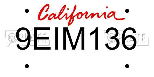 9EIM136 California License Plate