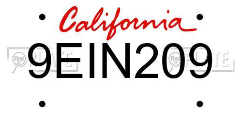 9EIN209 California License Plate