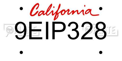 9EIP328 California License Plate