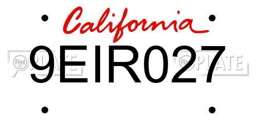 9EIR027 California License Plate