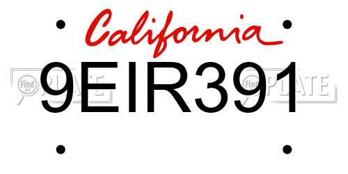 9EIR391 California License Plate