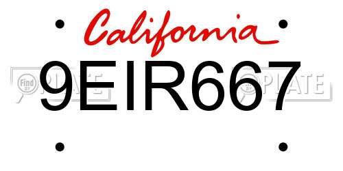 9EIR667 California License Plate