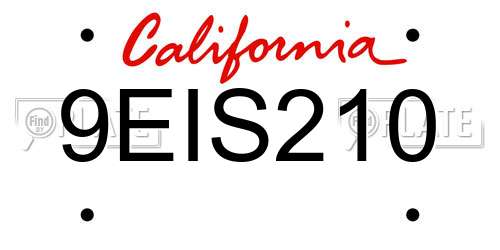 9EIS210 California License Plate