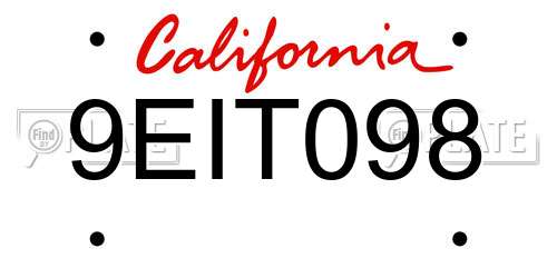 9EIT098 California License Plate