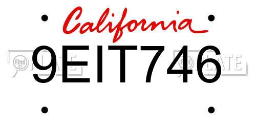9EIT746 California License Plate