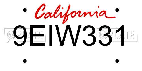 9EIW331 California License Plate