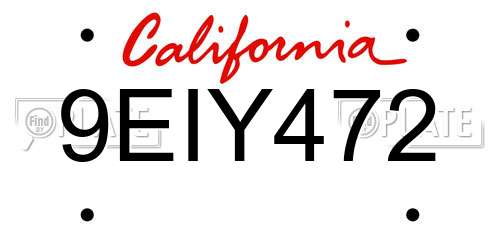 9EIY472 California License Plate