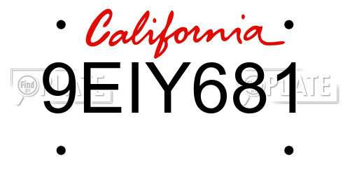 9EIY681 California License Plate