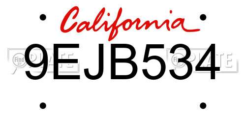 9EJB534 California License Plate
