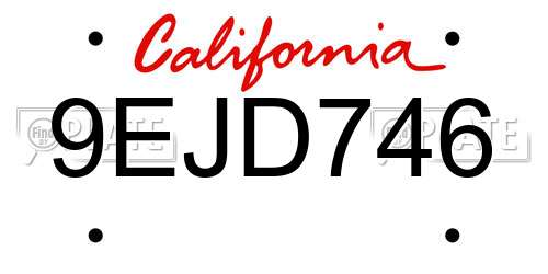9EJD746 California License Plate