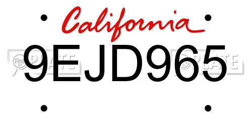 9EJD965 California License Plate