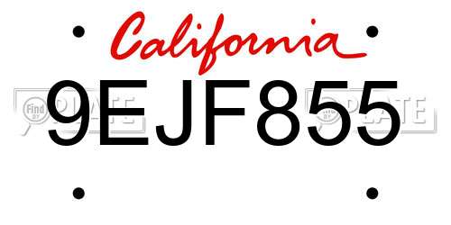 9EJF855 California License Plate