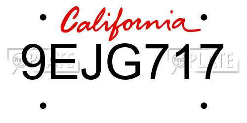 9EJG717 California License Plate