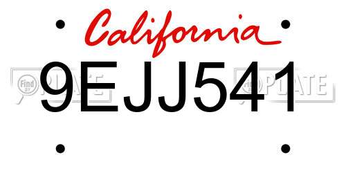9EJJ541 California License Plate