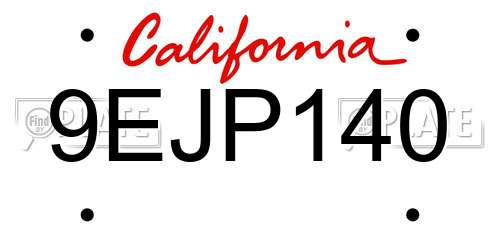 9EJP140 California License Plate