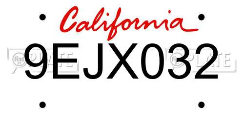 9EJX032 California License Plate