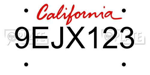 9EJX123 California License Plate